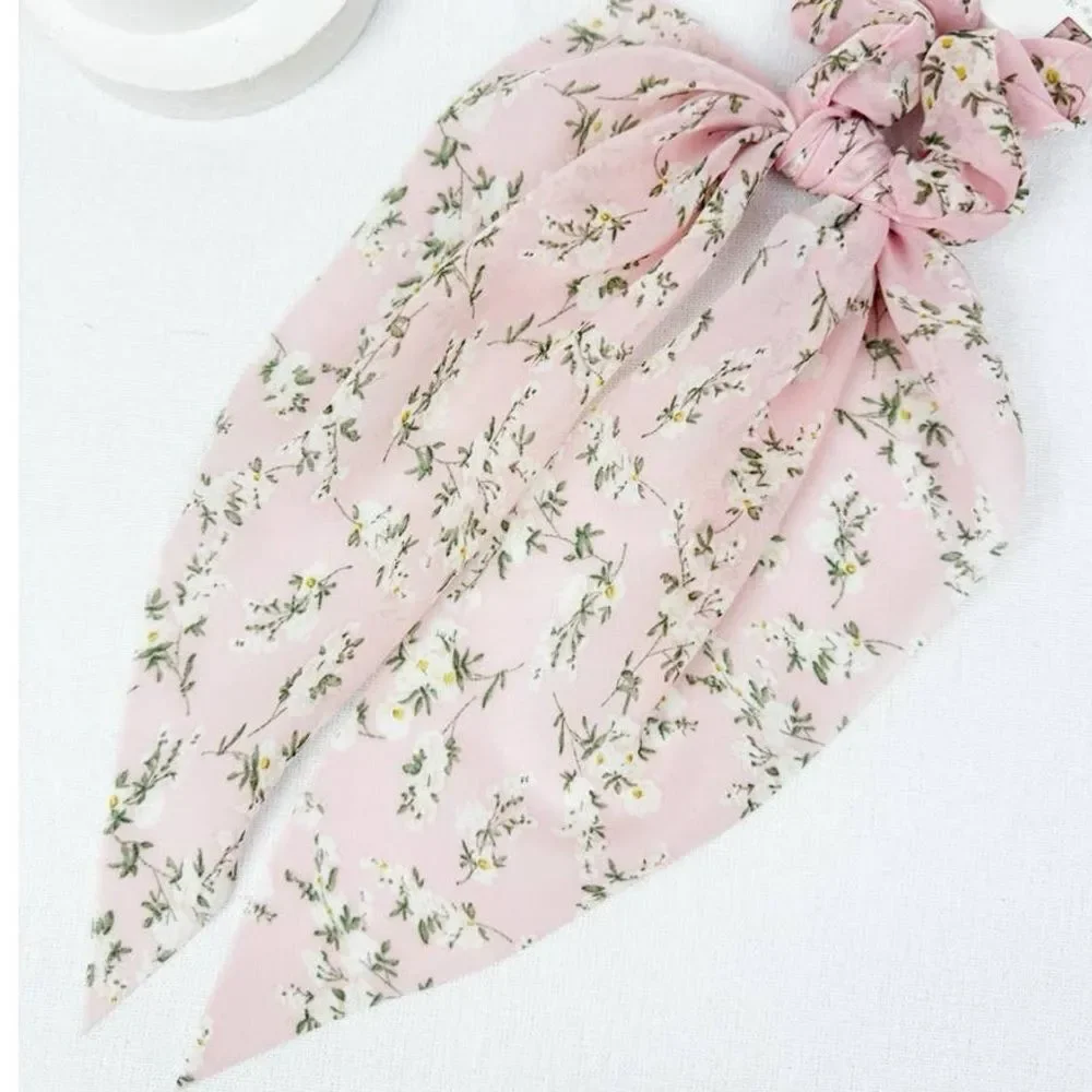 Floral Pink Hair Scrunchie K80